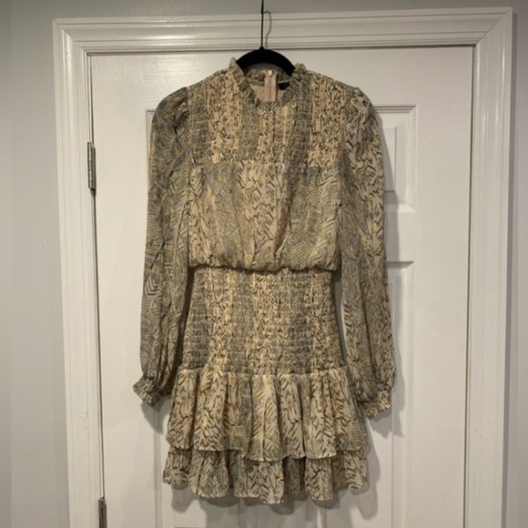 Aqua Bloomingdales Smocked Short Tiered Mini Dress - Picture 1 of 4